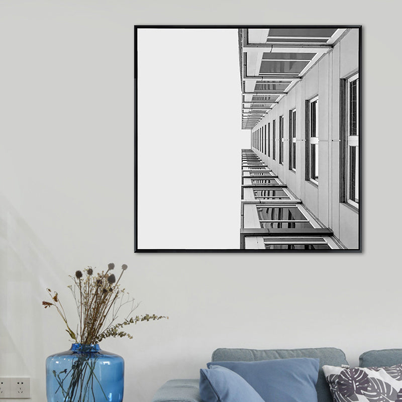 Grey Modernist Canvas Wall Art Creative Building Square Painting Decor for Sleeping Room Grey Design 2 Clearhalo 'Art Gallery' 'Canvas Art' 'Contemporary Art Gallery' 'Modern' Arts' 1659480