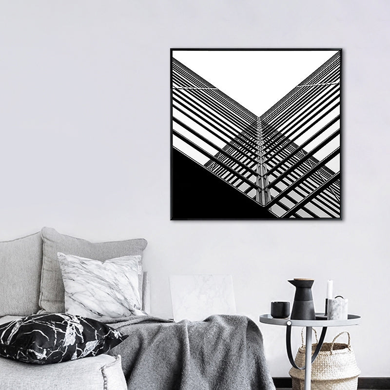 Grey Modernist Canvas Wall Art Creative Building Square Painting Decor for Sleeping Room Clearhalo 'Art Gallery' 'Canvas Art' 'Contemporary Art Gallery' 'Modern' Arts' 1659485