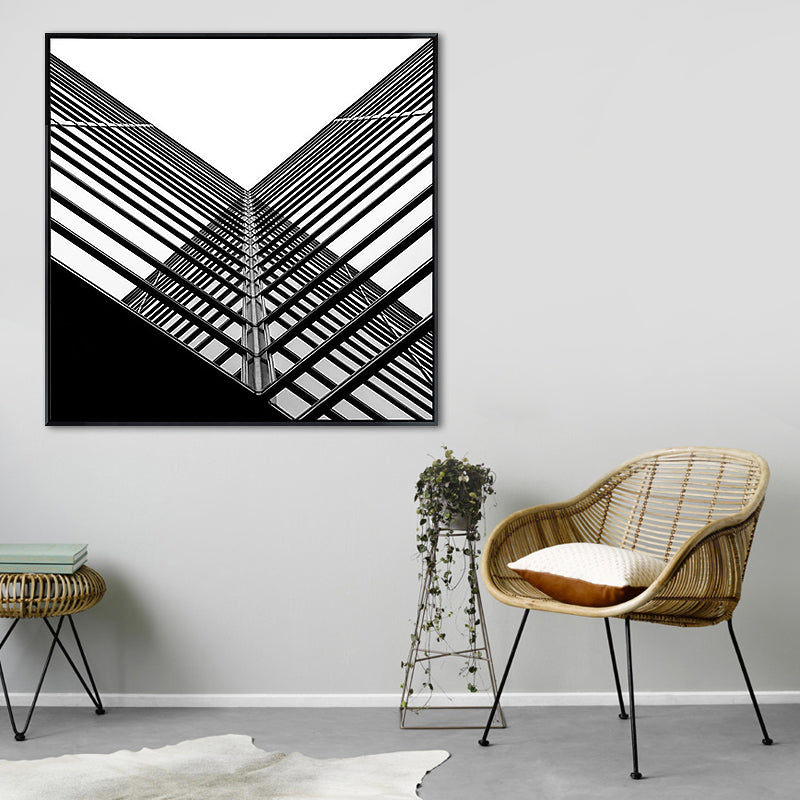 Grey Modernist Canvas Wall Art Creative Building Square Painting Decor for Sleeping Room Clearhalo 'Art Gallery' 'Canvas Art' 'Contemporary Art Gallery' 'Modern' Arts' 1659486