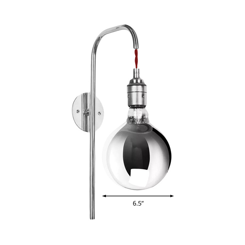 Chrome/Gold One Light Sconce Light Modern Clear Glass Globe Lighting Fixture for Living Room Clearhalo 'Cast Iron' 'Glass' 'Industrial' 'Modern wall lights' 'Modern' 'Tiffany' 'Traditional wall lights' 'Wall Lamps & Sconces' 'Wall Lights' Lighting' 165949