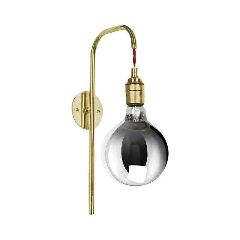 Chrome/Gold One Light Sconce Light Modern Clear Glass Globe Lighting Fixture for Living Room Clearhalo 'Cast Iron' 'Glass' 'Industrial' 'Modern wall lights' 'Modern' 'Tiffany' 'Traditional wall lights' 'Wall Lamps & Sconces' 'Wall Lights' Lighting' 165951