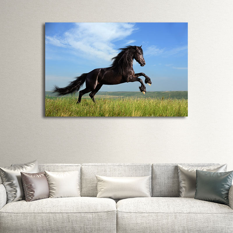 Modern Style Horse Print Canvas Pastel Color Textured Surface Wall Art Decor for Home Blue Clearhalo 'Art Gallery' 'Canvas Art' 'Contemporary Art Gallery' 'Modern' Arts' 1659605