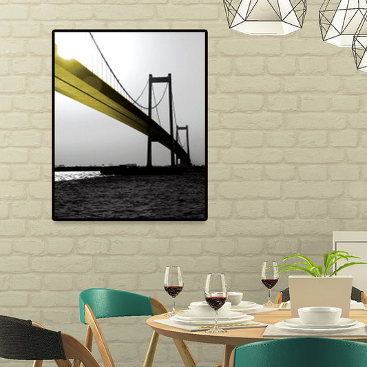 Sea Bridge Canvas Wall Art Nostalgic Stunning Scenery Wall Decor in Dark Color for Room Clearhalo 'Arts' 'Canvas Art' 1659638