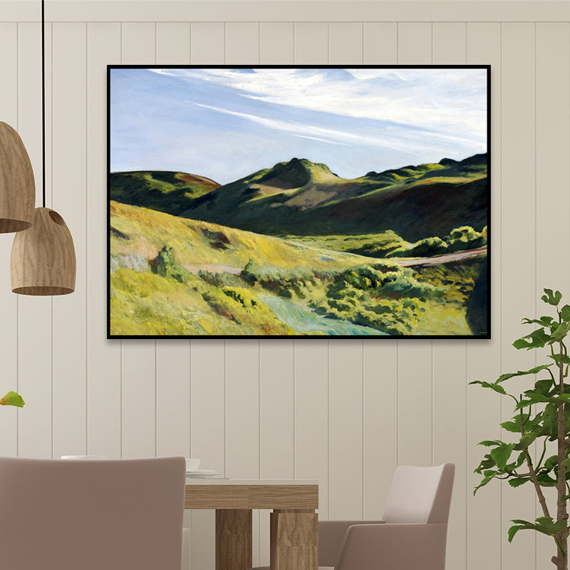 Green Summer Mountain Landscape Art Print Textured Contemporary Living Room Painting Green Clearhalo 'Art Gallery' 'Canvas Art' 'Contemporary Art Gallery' 'Modern' Arts' 1659641