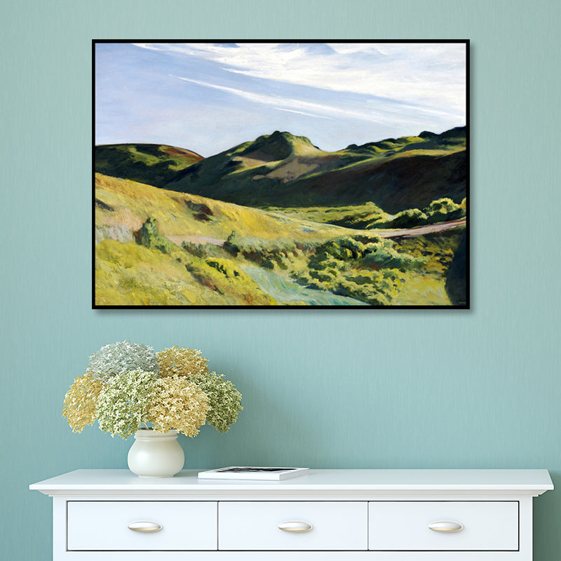 Green Summer Mountain Landscape Art Print Textured Contemporary Living Room Painting Clearhalo 'Art Gallery' 'Canvas Art' 'Contemporary Art Gallery' 'Modern' Arts' 1659642