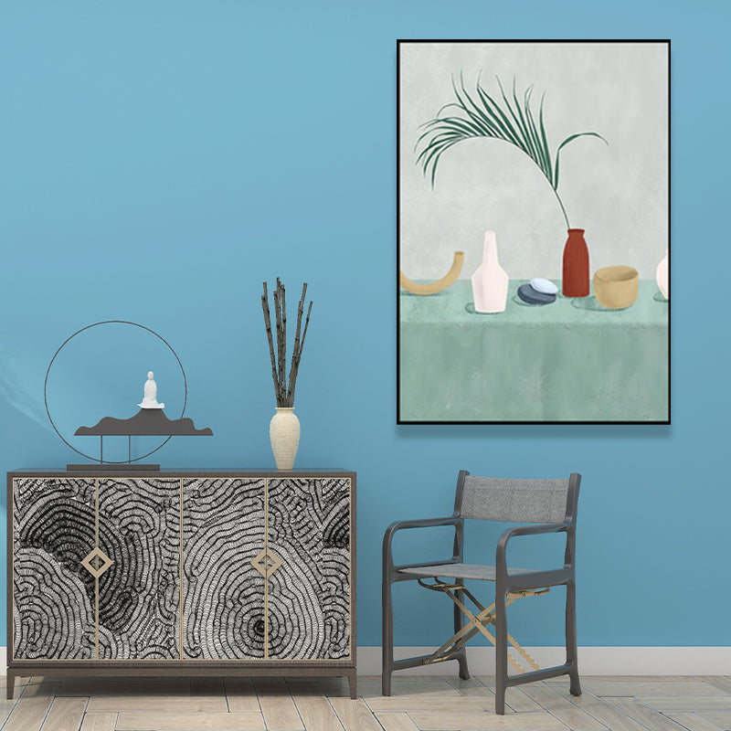 Scandinavian Still Life Wall Decor Canvas Textured Green Canvas Art for Living Room Green Design 3 Clearhalo 'Arts' 'Canvas Art' 1659753