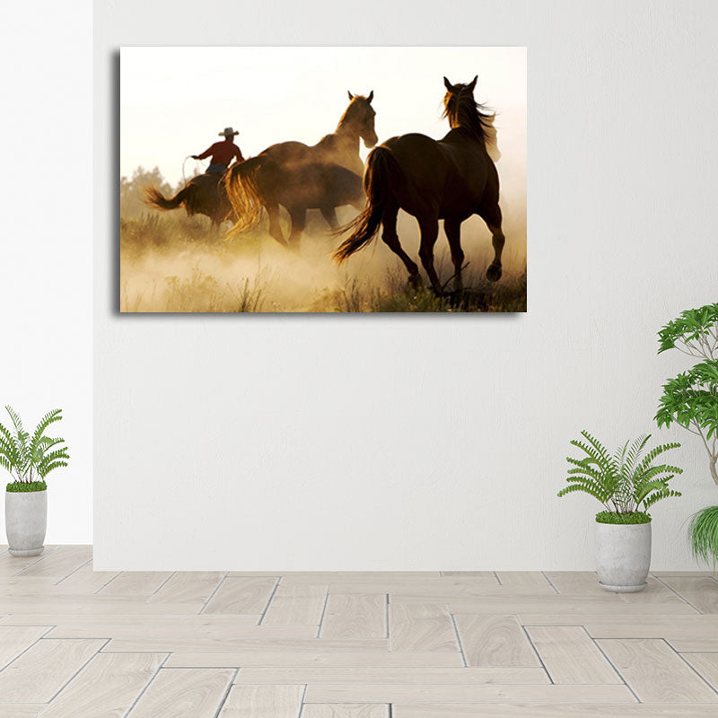 Gorgeous Steeds Canvas Art for Living Room Wild Animal Wall Decor in Pastel Color Clearhalo 'Art Gallery' 'Canvas Art' 'Contemporary Art Gallery' 'Modern' Arts' 1659856