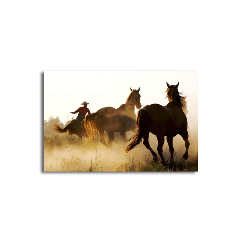 Gorgeous Steeds Canvas Art for Living Room Wild Animal Wall Decor in Pastel Color Clearhalo 'Art Gallery' 'Canvas Art' 'Contemporary Art Gallery' 'Modern' Arts' 1659857
