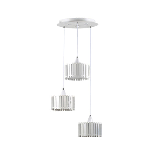 Slatted Cylinder Cluster Hanging Light Contemporary Metal LED White Ceiling Lamp for Dining Room Clearhalo 'Ceiling Lights' 'Modern Pendants' 'Modern' 'Pendant Lights' 'Pendants' Lighting' 165985