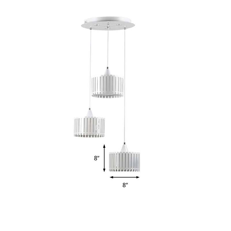 Slatted Cylinder Cluster Hanging Light Contemporary Metal LED White Ceiling Lamp for Dining Room Clearhalo 'Ceiling Lights' 'Modern Pendants' 'Modern' 'Pendant Lights' 'Pendants' Lighting' 165986