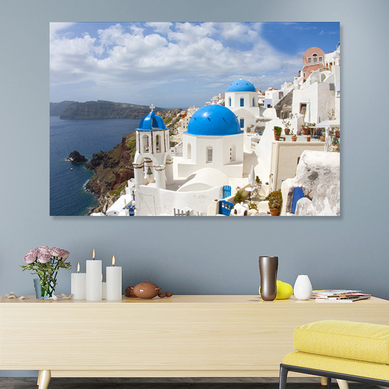 Modern Mediterranean Architecture Canvas Pastel Color Textured Wall Art Decor for Home Clearhalo 'Art Gallery' 'Canvas Art' 'Contemporary Art Gallery' 'Modern' Arts' 1659927