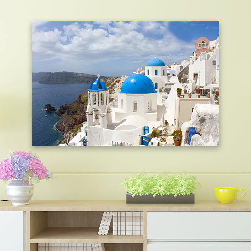 Modern Mediterranean Architecture Canvas Pastel Color Textured Wall Art Decor for Home Clearhalo 'Art Gallery' 'Canvas Art' 'Contemporary Art Gallery' 'Modern' Arts' 1659928