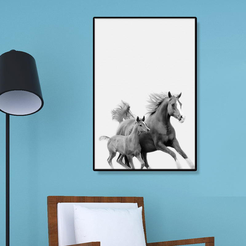Dark Color Steed Wall Decoration Textured Surface Wall Art Print for Living Room Grey Clearhalo 'Art Gallery' 'Canvas Art' 'Contemporary Art Gallery' 'Modern' Arts' 1659981