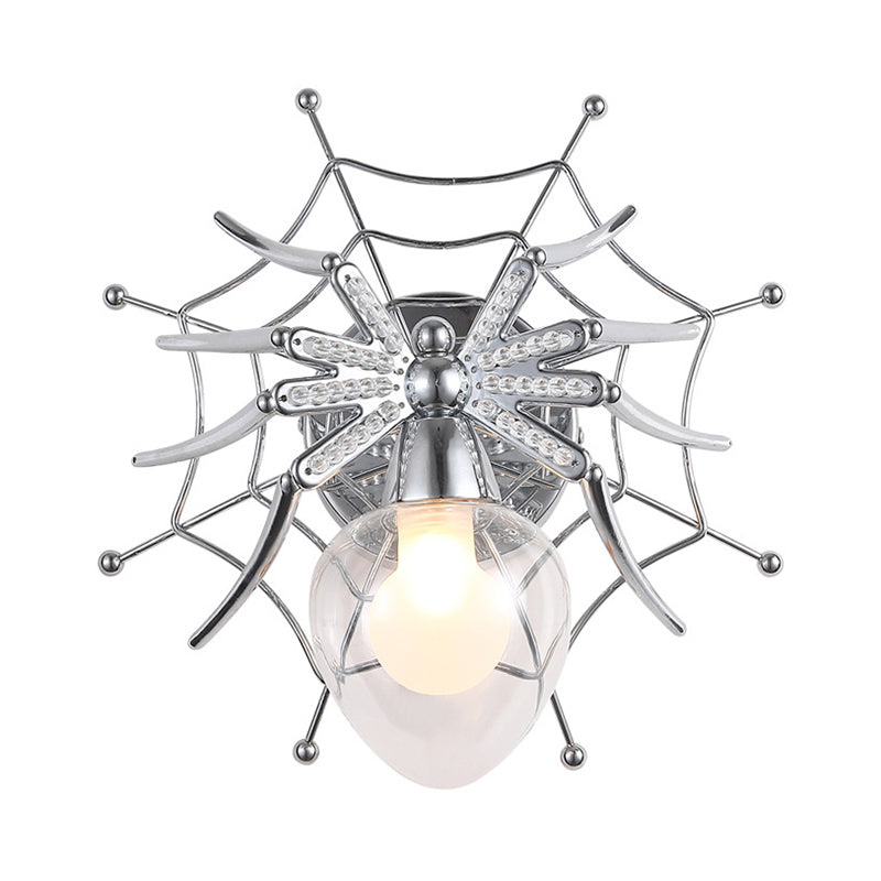 Chrome Spider Wall Sconce Light Modern Clear Glass 1 Light Wall Lighting for Bedroom Clearhalo 'Wall Lamps & Sconces' 'Wall Lights' Lighting' 165999