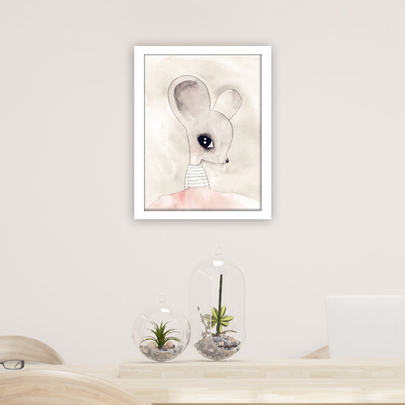 Rabbit Canvas Wall Art Cartoon Cute Figure Drawing Wall Decor in Beige for Nursery Beige Design 4 Clearhalo 'Art Gallery' 'Canvas Art' 'Kids' Arts' 1660000