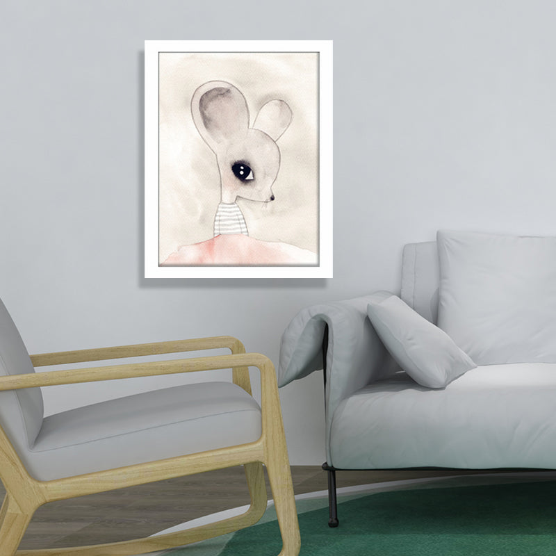 Rabbit Canvas Wall Art Cartoon Cute Figure Drawing Wall Decor in Beige for Nursery Clearhalo 'Art Gallery' 'Canvas Art' 'Kids' Arts' 1660002