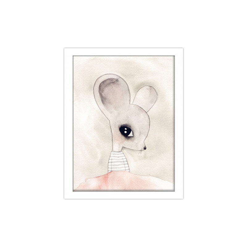 Rabbit Canvas Wall Art Cartoon Cute Figure Drawing Wall Decor in Beige for Nursery Clearhalo 'Art Gallery' 'Canvas Art' 'Kids' Arts' 1660003