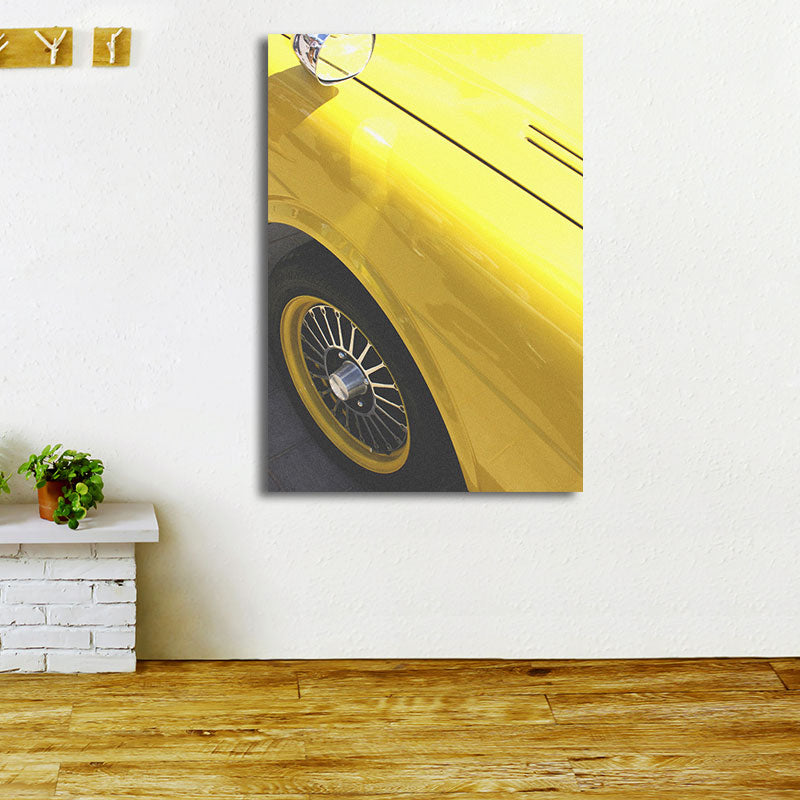 Modern Car Art Print Canvas Decorative Yellow Wall Decor for Living Room, Multiple Size Available Yellow Clearhalo 'Art Gallery' 'Canvas Art' 'Contemporary Art Gallery' 'Modern' Arts' 1660031