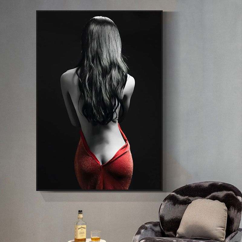 Dark Color Beauty Wall Art Print Home Decor Wrapped Canvas for Drawing Room, Multiple Size Options Red Clearhalo 'Art Gallery' 'Canvas Art' 'Contemporary Art Gallery' 'Modern' Arts' 1660045