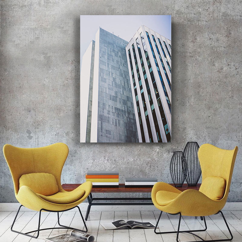 Modern Architecture Exterior View Canvas Print Pastel Color Guest Room Wall Art Clearhalo 'Art Gallery' 'Canvas Art' 'Contemporary Art Gallery' 'Modern' Arts' 1660265