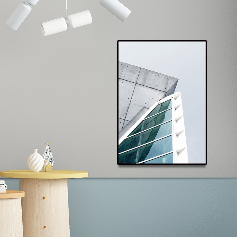 Modern Architecture Exterior View Canvas Print Pastel Color Guest Room Wall Art Clearhalo 'Art Gallery' 'Canvas Art' 'Contemporary Art Gallery' 'Modern' Arts' 1660271