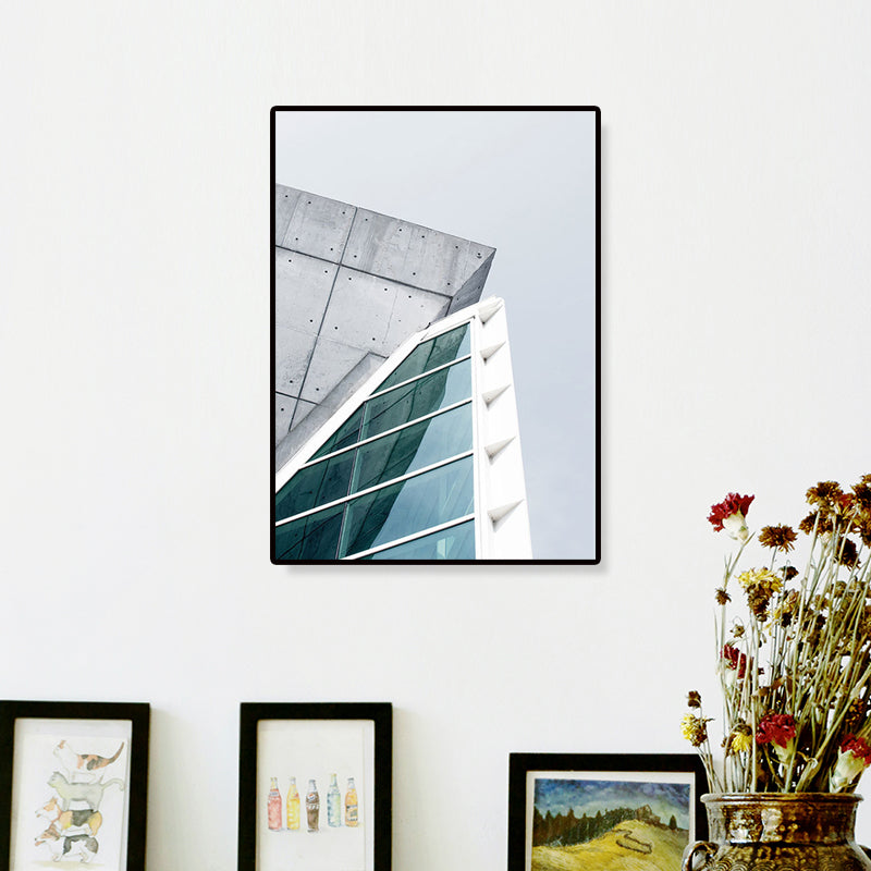 Modern Architecture Exterior View Canvas Print Pastel Color Guest Room Wall Art Clearhalo 'Art Gallery' 'Canvas Art' 'Contemporary Art Gallery' 'Modern' Arts' 1660272