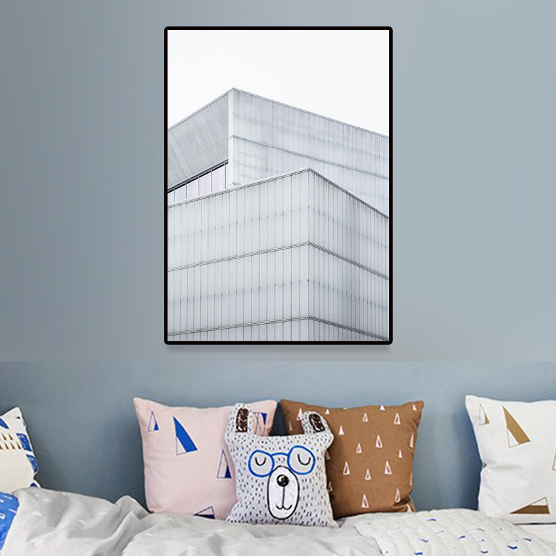 Modern Architecture Exterior View Canvas Print Pastel Color Guest Room Wall Art Clearhalo 'Art Gallery' 'Canvas Art' 'Contemporary Art Gallery' 'Modern' Arts' 1660275