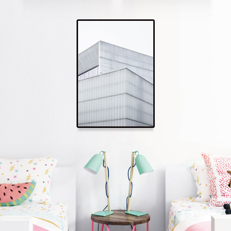 Modern Architecture Exterior View Canvas Print Pastel Color Guest Room Wall Art Clearhalo 'Art Gallery' 'Canvas Art' 'Contemporary Art Gallery' 'Modern' Arts' 1660276