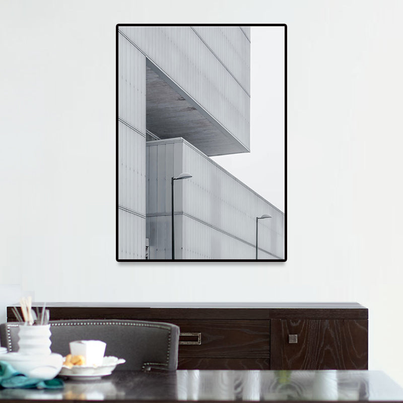 Modern Architecture Exterior View Canvas Print Pastel Color Guest Room Wall Art Grey Clearhalo 'Art Gallery' 'Canvas Art' 'Contemporary Art Gallery' 'Modern' Arts' 1660278