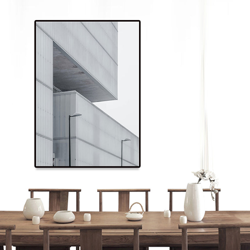 Modern Architecture Exterior View Canvas Print Pastel Color Guest Room Wall Art Clearhalo 'Art Gallery' 'Canvas Art' 'Contemporary Art Gallery' 'Modern' Arts' 1660280