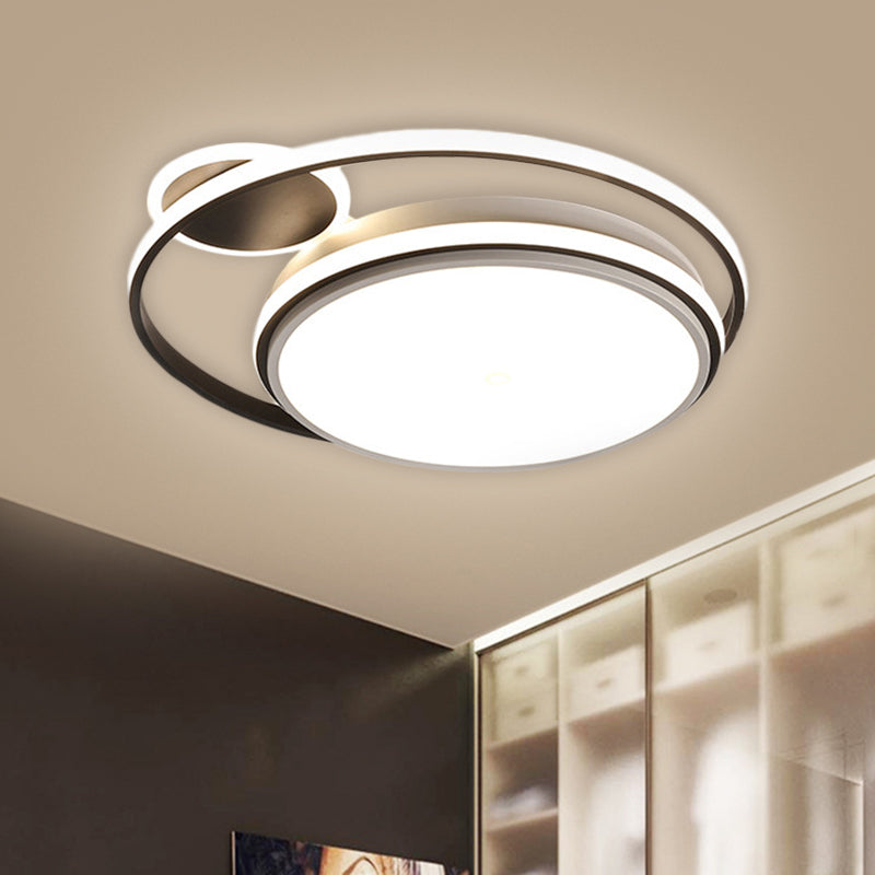 Round Shape Flush Mount Lamp Simplicity Metal 18"/21.5" Wide LED Black Ceiling Lighting, Warm/White Light Clearhalo 'Ceiling Lights' 'Close To Ceiling Lights' 'Close to ceiling' 'Flush mount' Lighting' 1660298