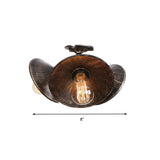 3 Heads Saucer Ceiling Light Antique Stylish Bronze/Aged Silver Wrought Iron Semi Flush Mount for Foyer Clearhalo 'Ceiling Lights' 'Close To Ceiling Lights' 'Close to ceiling' 'Semi-flushmount' Lighting' 166035