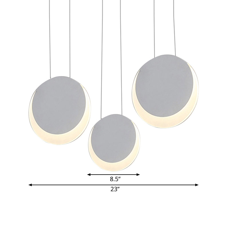 Moon Shaped Multi Light Pendant Nordic Metal 3/4/5 Lights White Cluster Pendant Light in Warm/White Light Clearhalo 'Ceiling Lights' 'Modern Pendants' 'Modern' 'Pendant Lights' 'Pendants' Lighting' 166321