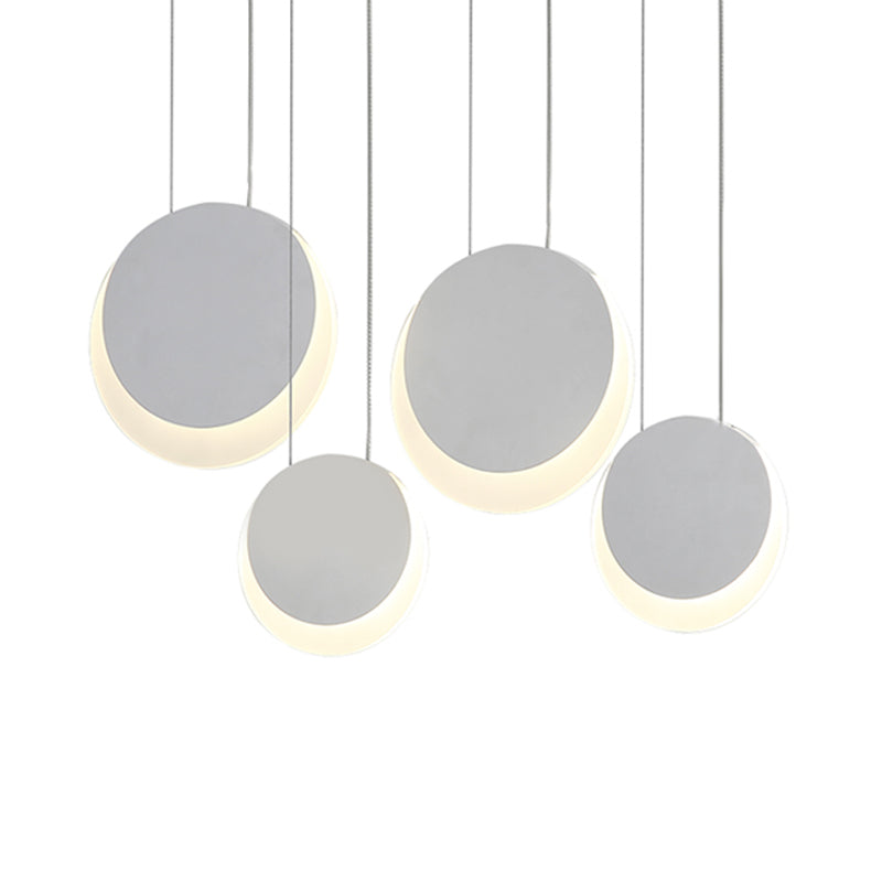 Moon Shaped Multi Light Pendant Nordic Metal 3/4/5 Lights White Cluster Pendant Light in Warm/White Light Clearhalo 'Ceiling Lights' 'Modern Pendants' 'Modern' 'Pendant Lights' 'Pendants' Lighting' 166323