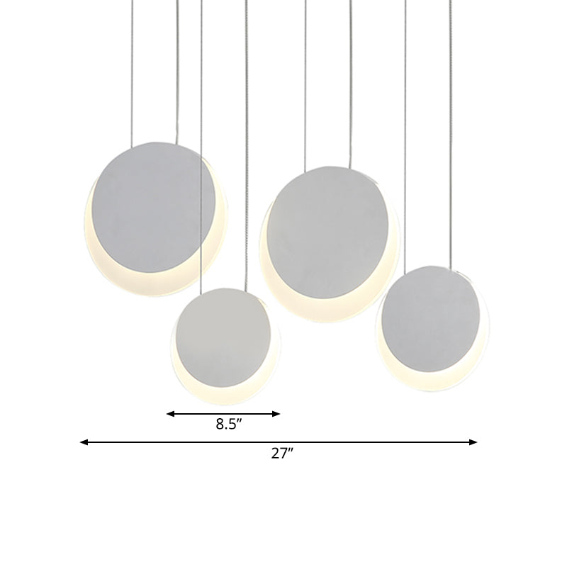 Moon Shaped Multi Light Pendant Nordic Metal 3/4/5 Lights White Cluster Pendant Light in Warm/White Light Clearhalo 'Ceiling Lights' 'Modern Pendants' 'Modern' 'Pendant Lights' 'Pendants' Lighting' 166324