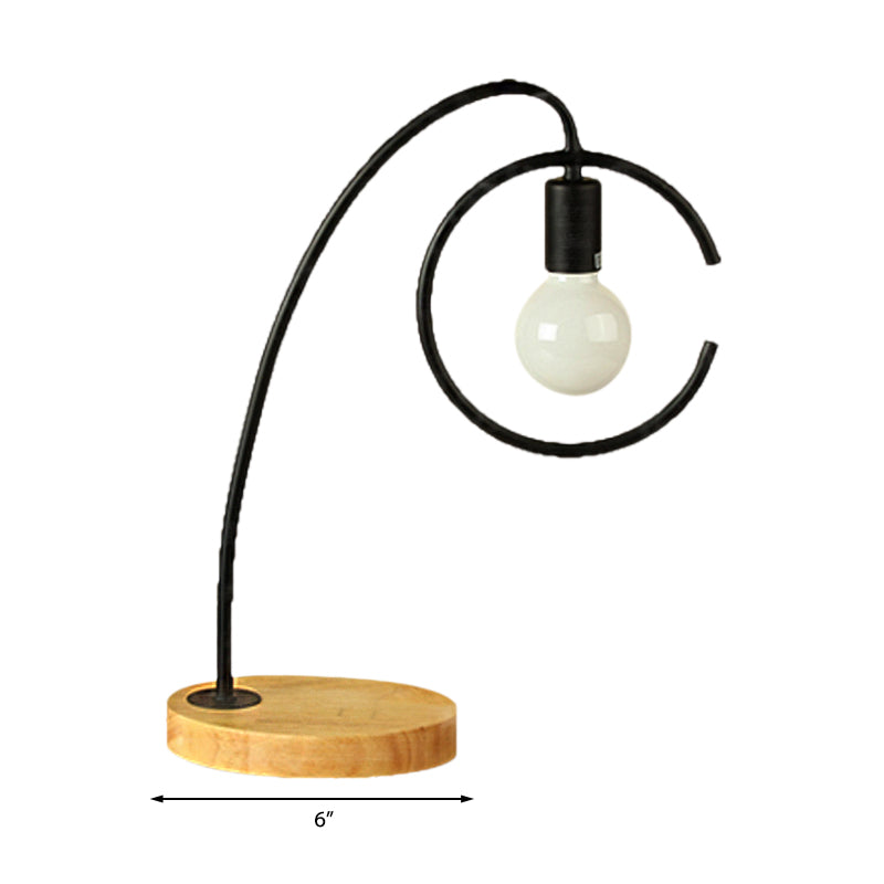 1 Light Metal Table Light Loft Retro Black/White Ring Shaped Study Room Standing Table Lamp Clearhalo 'Lamps' 'Table Lamps' Lighting' 166353