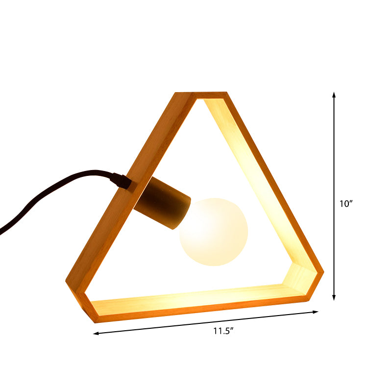 Loft Industrial Triangle Table Light with Wooden Frame 1 Light Standing Light for Bedroom Clearhalo 'Lamps' 'Table Lamps' Lighting' 166375