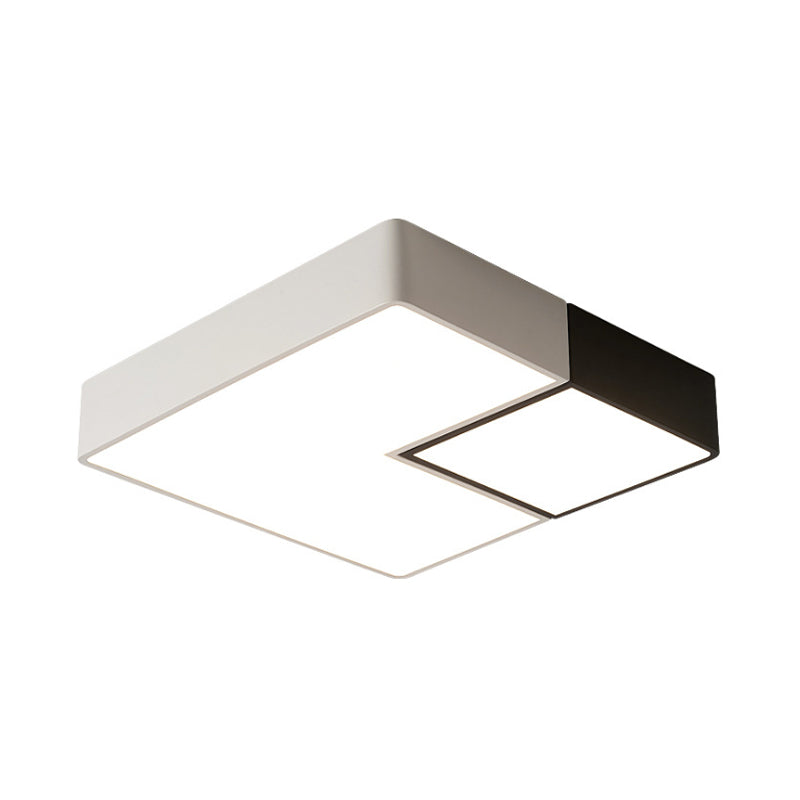 Metal Square Flush Mount Lighting Simple LED White Ceiling Light Fixture for Living Room in Warm/White, 11"/15”/19" Wide Clearhalo 'Ceiling Lights' 'Close To Ceiling Lights' 'Close to ceiling' 'Flush mount' Lighting' 166393