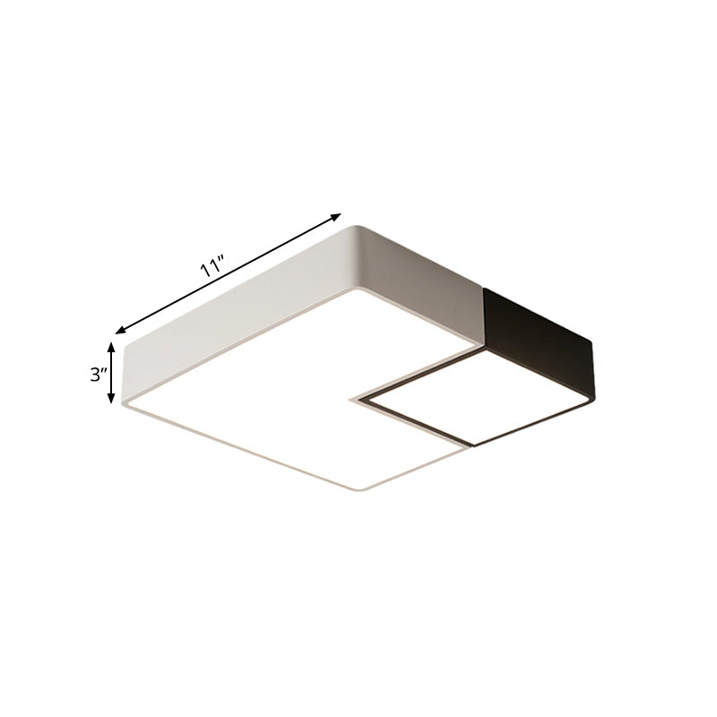 Metal Square Flush Mount Lighting Simple LED White Ceiling Light Fixture for Living Room in Warm/White, 11"/15”/19" Wide Clearhalo 'Ceiling Lights' 'Close To Ceiling Lights' 'Close to ceiling' 'Flush mount' Lighting' 166394