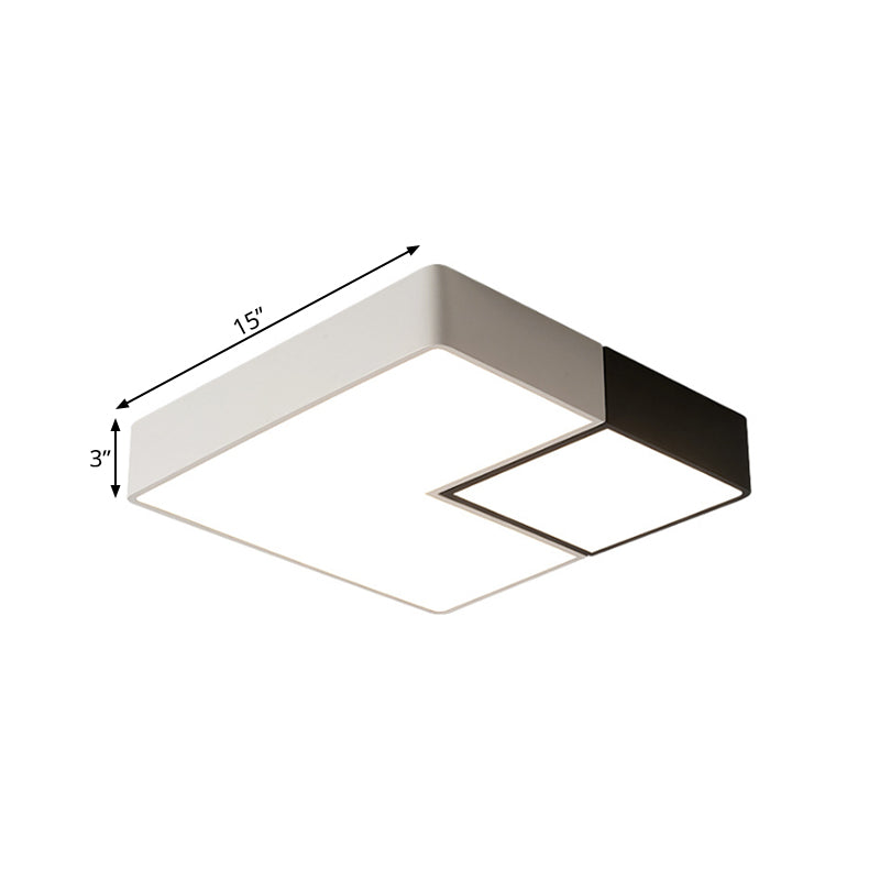 Metal Square Flush Mount Lighting Simple LED White Ceiling Light Fixture for Living Room in Warm/White, 11"/15”/19" Wide Clearhalo 'Ceiling Lights' 'Close To Ceiling Lights' 'Close to ceiling' 'Flush mount' Lighting' 166395