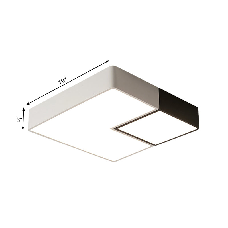 Metal Square Flush Mount Lighting Simple LED White Ceiling Light Fixture for Living Room in Warm/White, 11"/15”/19" Wide Clearhalo 'Ceiling Lights' 'Close To Ceiling Lights' 'Close to ceiling' 'Flush mount' Lighting' 166396