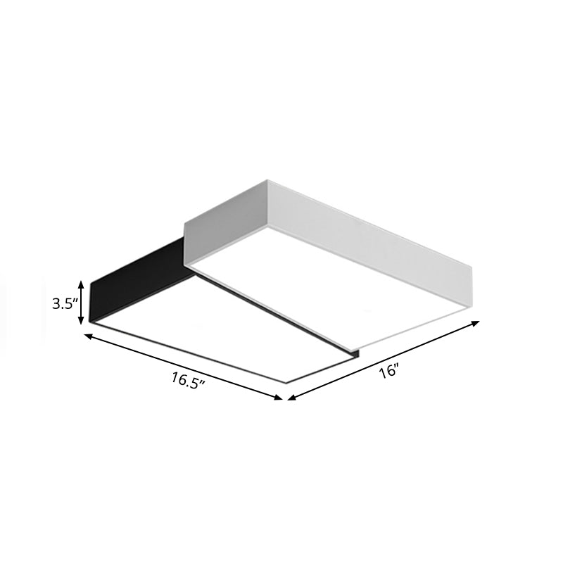 Minimalism Squared Flush Mount Fixture 16.5"/20.5" Wide LED Acrylic Ceiling Lighting in Black and White, Warm/White Light Clearhalo 'Ceiling Lights' 'Close To Ceiling Lights' 'Close to ceiling' 'Flush mount' Lighting' 166448