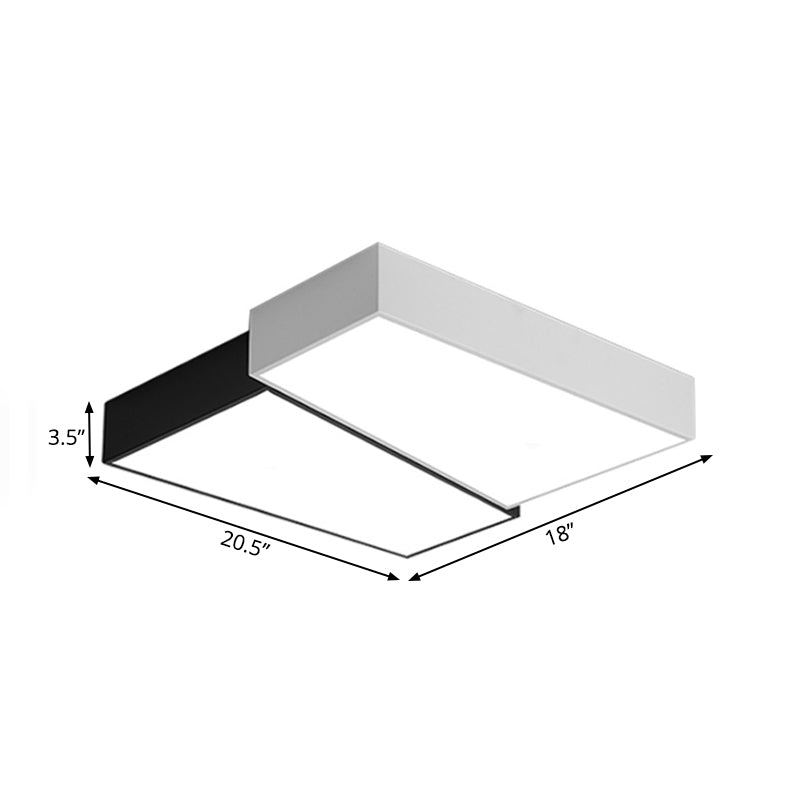 Minimalism Squared Flush Mount Fixture 16.5"/20.5" Wide LED Acrylic Ceiling Lighting in Black and White, Warm/White Light Clearhalo 'Ceiling Lights' 'Close To Ceiling Lights' 'Close to ceiling' 'Flush mount' Lighting' 166449