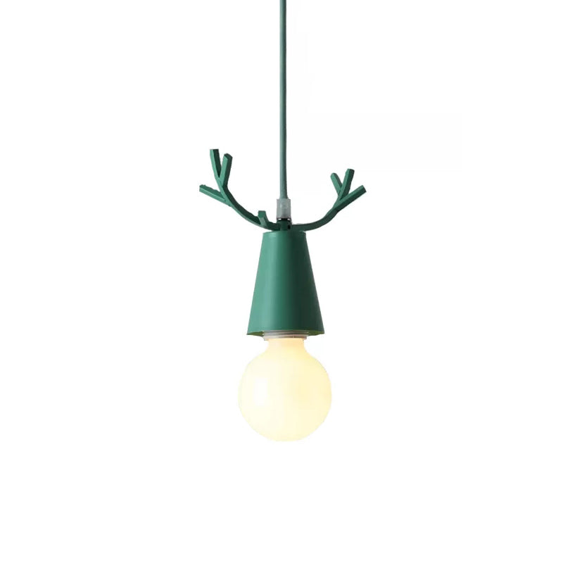 Pendant Light for Bedroom, Adjustable Ball Ceiling Fixture with Antler Decoration for Kids Nordic Style Clearhalo 'Ceiling Lights' 'Pendant Lights' 'Pendants' Lighting' 166459