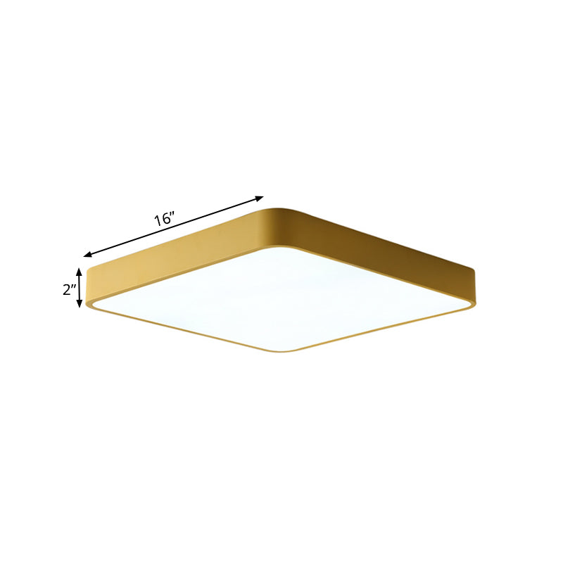 16"/19.5"/23.5" Wide Square Ceiling Fixture Modern Metal Yellow/Green LED Flush Mount Lamp in White/Warm Clearhalo 'Ceiling Lights' 'Close To Ceiling Lights' 'Close to ceiling' 'Flush mount' Lighting' 166474