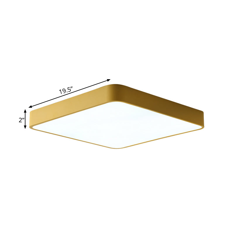 16"/19.5"/23.5" Wide Square Ceiling Fixture Modern Metal Yellow/Green LED Flush Mount Lamp in White/Warm Clearhalo 'Ceiling Lights' 'Close To Ceiling Lights' 'Close to ceiling' 'Flush mount' Lighting' 166475