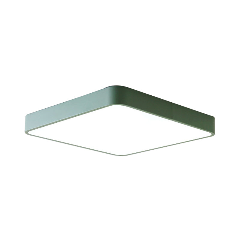 16"/19.5"/23.5" Wide Square Ceiling Fixture Modern Metal Yellow/Green LED Flush Mount Lamp in White/Warm Clearhalo 'Ceiling Lights' 'Close To Ceiling Lights' 'Close to ceiling' 'Flush mount' Lighting' 166478