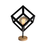 1 Light Table Lamp Industrial Style Frame Squared Metallic Table Light in Black/White for Living Room Clearhalo 'Lamps' 'Table Lamps' Lighting' 166499