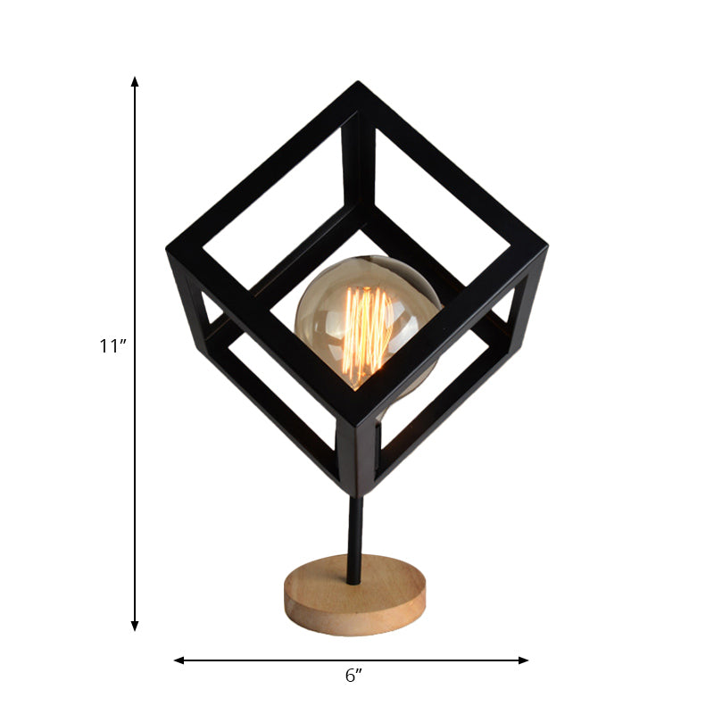 1 Light Table Lamp Industrial Style Frame Squared Metallic Table Light in Black/White for Living Room Clearhalo 'Lamps' 'Table Lamps' Lighting' 166500