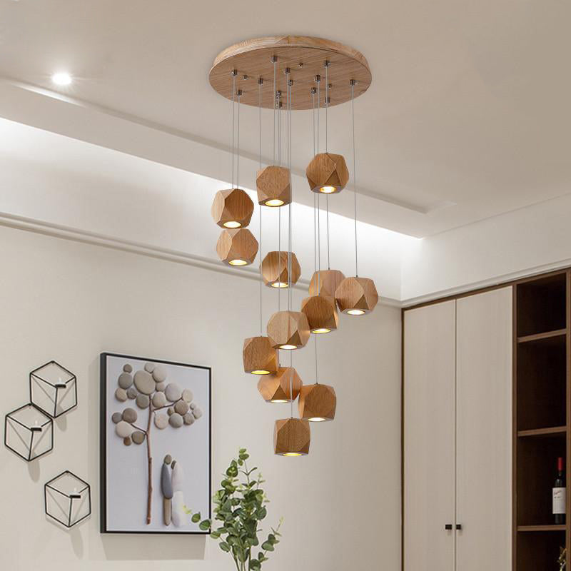 Modern Spiral Wood LED Cluster Pendant Light 10/13-Head Ceiling Light Fixture for Living Room Clearhalo 'Ceiling Lights' 'Pendant Lights' 'Pendants' Lighting' 166513